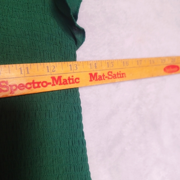 Women's Green Tiered Maxi Dress S Smocked Bodice Pockets Cottagecore Peasant - Picture 8 of 10